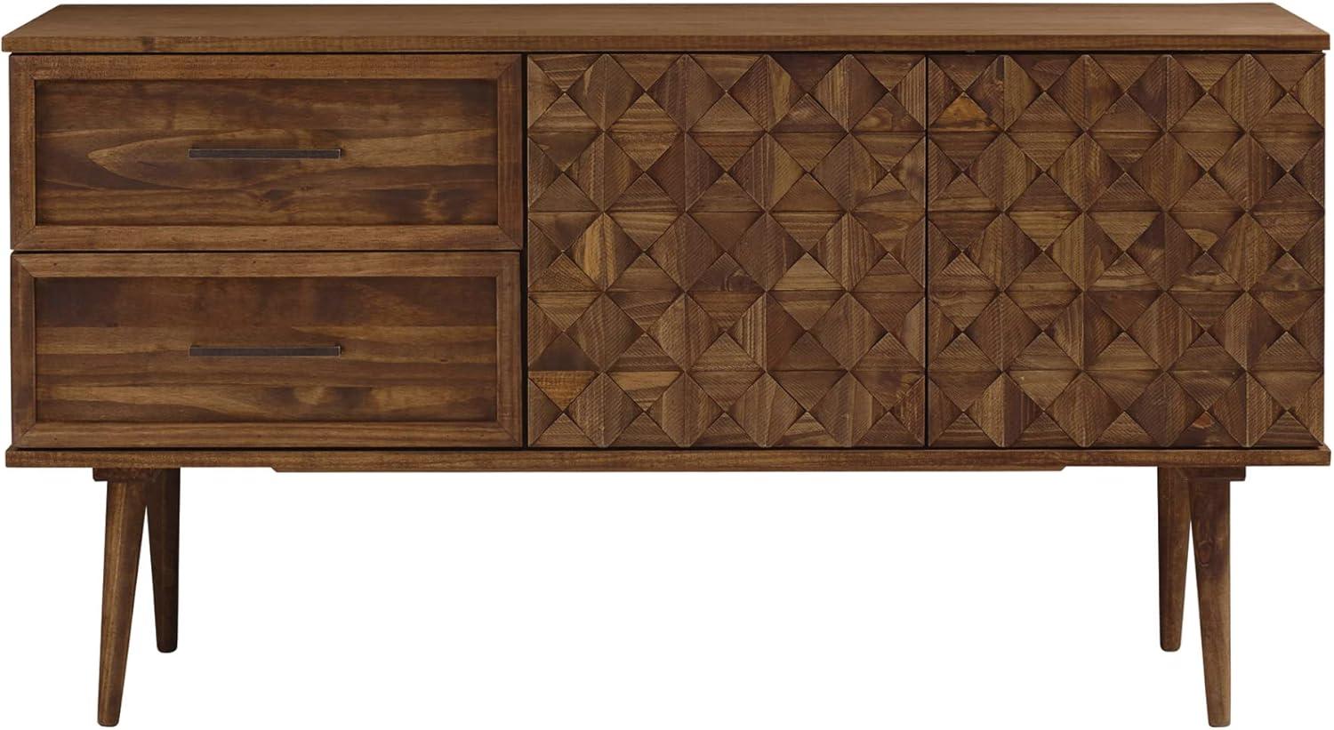 imageWalker Edison Deluca Boho Solid Wood 2 Door Sideboard with Prism Detail 58 Inch CaramelBrown