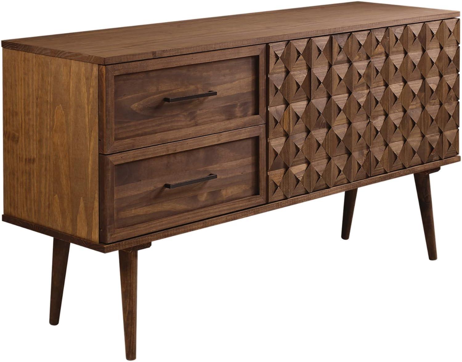 imageWalker Edison Deluca Boho Solid Wood 2 Door Sideboard with Prism Detail 58 Inch CaramelBrown