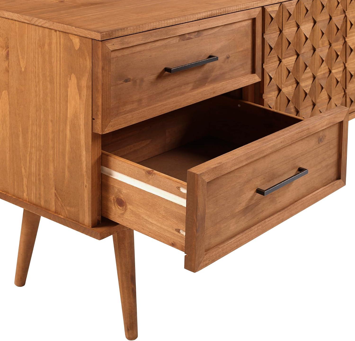 imageWalker Edison Deluca Boho Solid Wood 2 Door Sideboard with Prism Detail 58 Inch CaramelCaramel