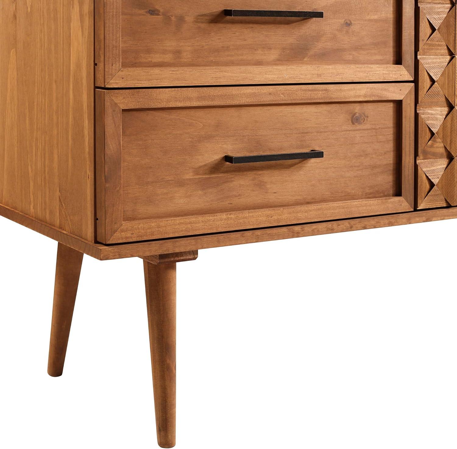 imageWalker Edison Deluca Boho Solid Wood 2 Door Sideboard with Prism Detail 58 Inch CaramelCaramel