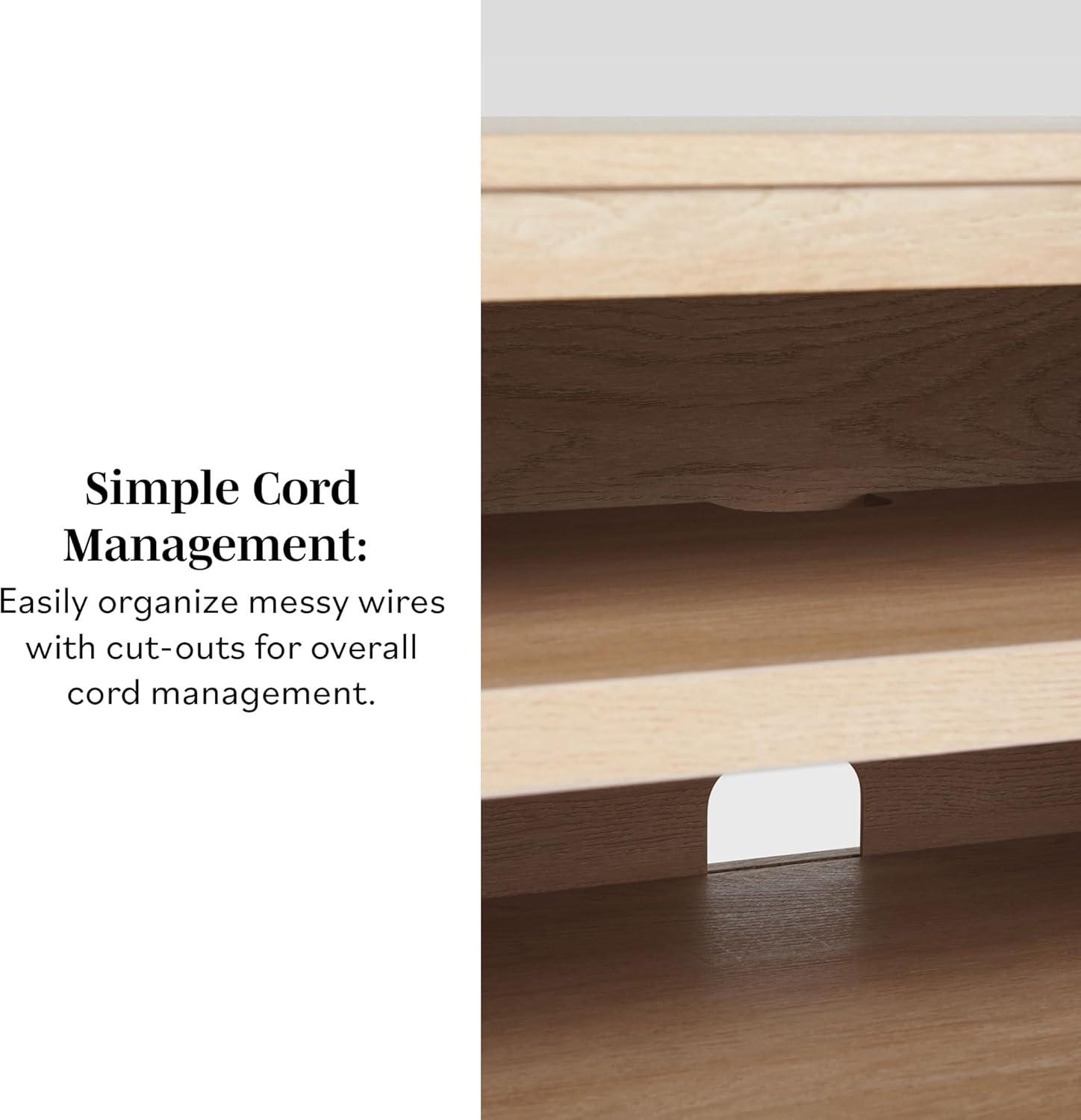 imageWalker Edison Destin Modern Minimal RattanDoor Stand for TVs up to 80 Inches 70 Inch Coastal OakCoastal Oak