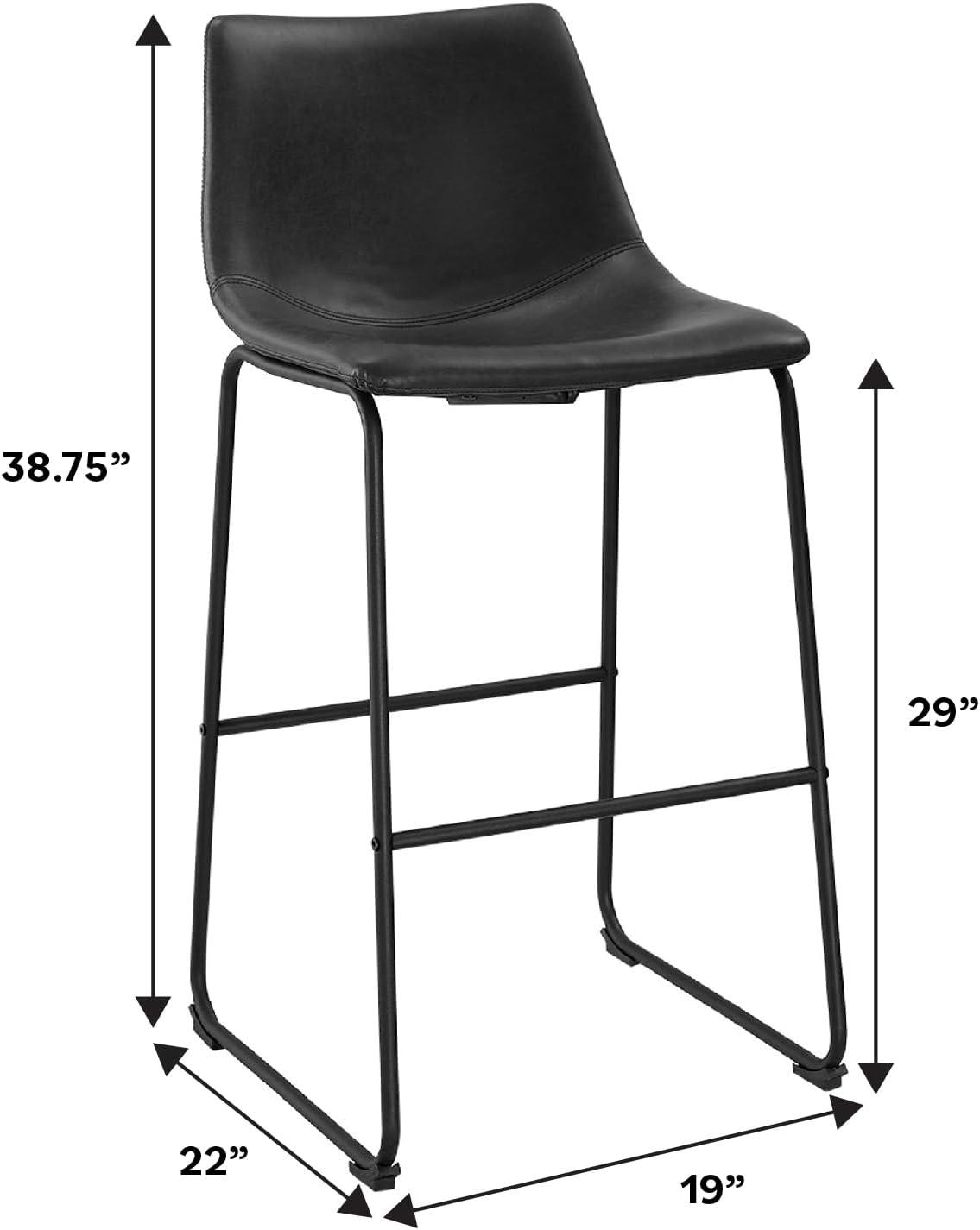 imageWalker Edison Douglas Urban Industrial Faux Leather Armless Bar Chairs Set of 2 BlackBlack