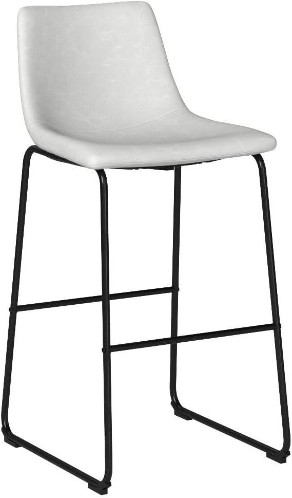 imageWalker Edison Douglas Urban Industrial Faux Leather Armless Bar Chairs Set of 2 BlackGrey