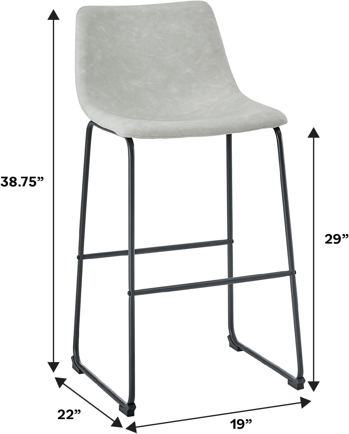 imageWalker Edison Douglas Urban Industrial Faux Leather Armless Bar Chairs Set of 2 BlackGrey