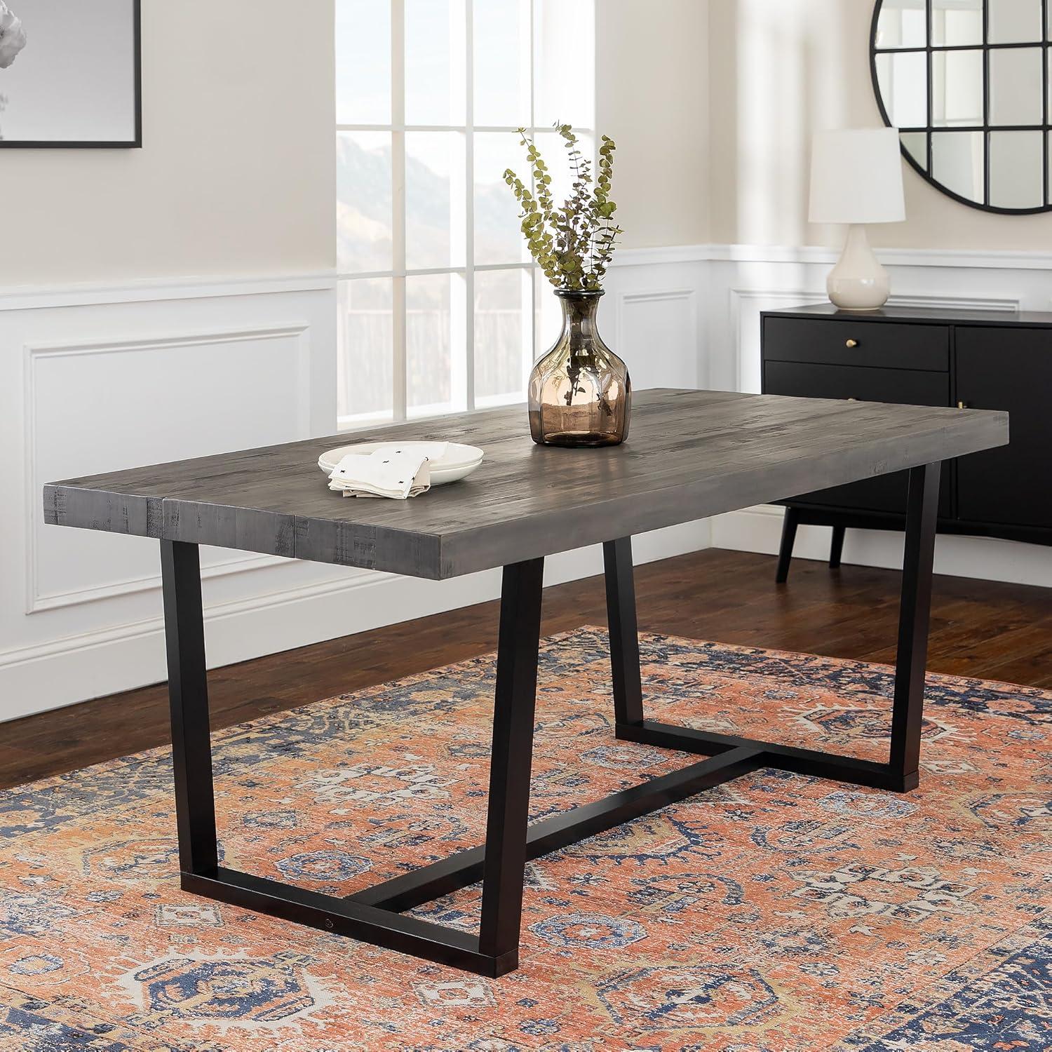 imageWalker Edison Durango Distressed Solid Wood Dining Table 52 Inch Rustic OakGrey