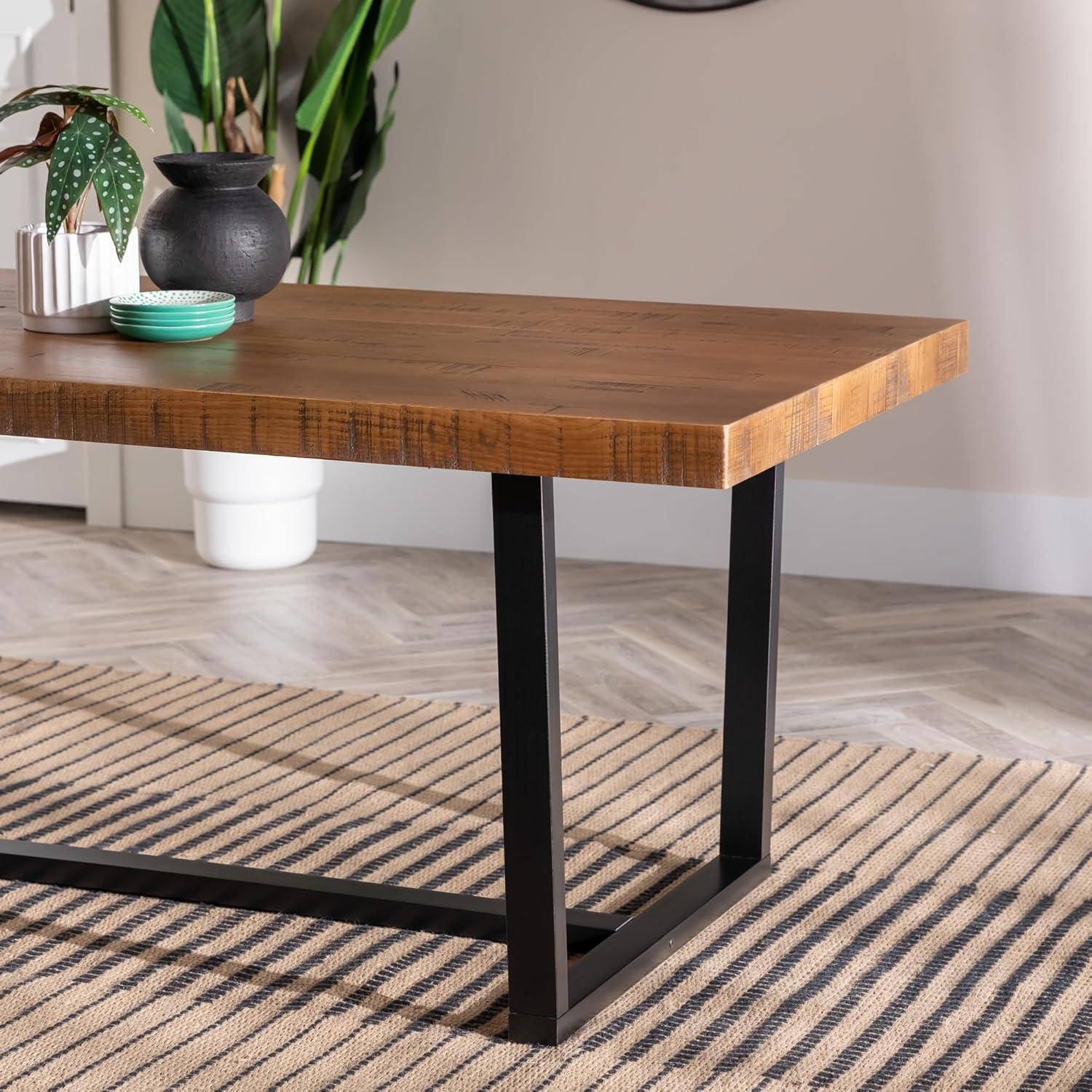 imageWalker Edison Durango Distressed Solid Wood Dining Table 72 Inch Rustic OakRustic Oak