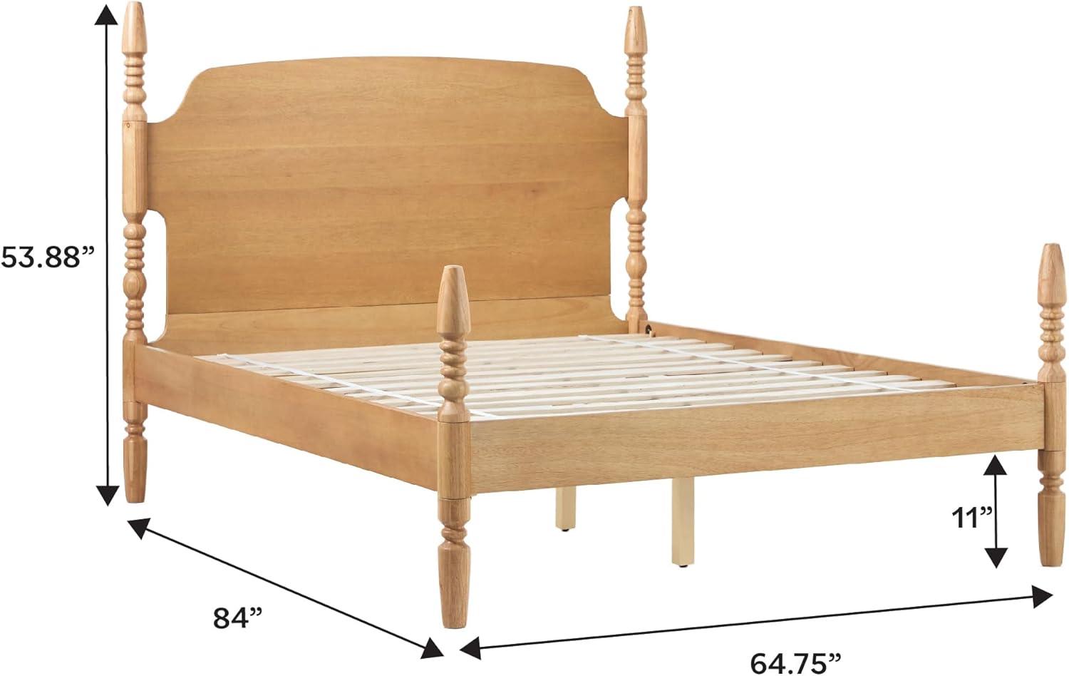 imageWalker Edison EZ Assembly Traditional Wood Spindle Post Bed No Box Spring Bed Frame Modern Farmhouse Bed King Size Dark BrownNatural