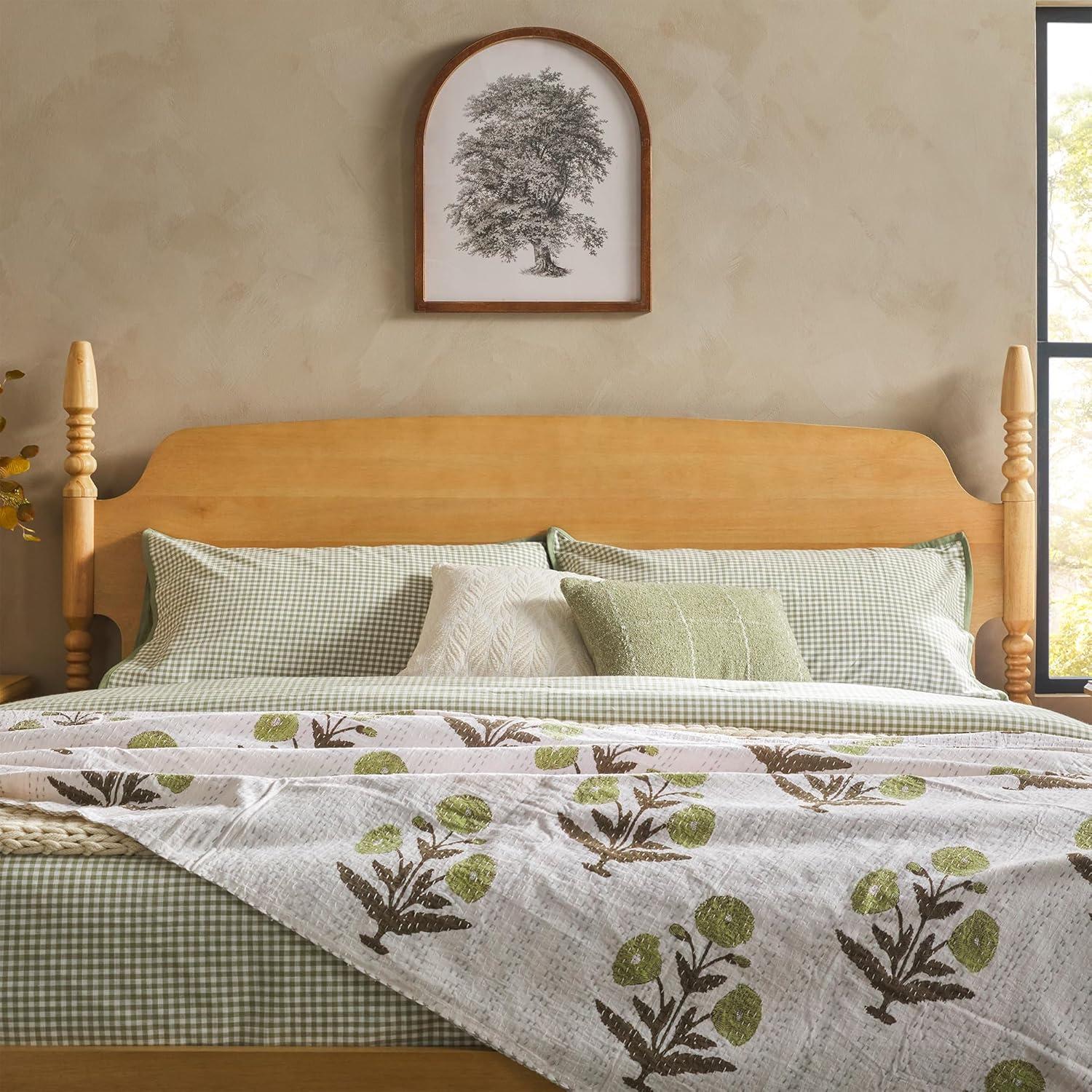 imageWalker Edison EZ Assembly Traditional Wood Spindle Post Bed No Box Spring Bed Frame Modern Farmhouse Bed King Size Dark BrownNatural