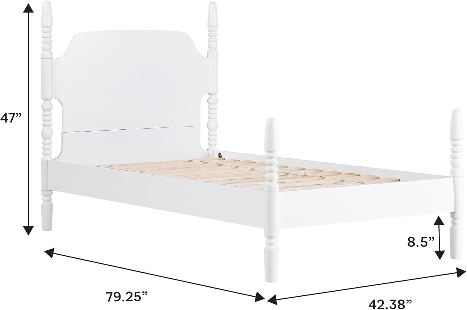 imageWalker Edison EZ Assembly Traditional Wood Spindle Post Bed No Box Spring Bed Frame Modern Farmhouse Bed King Size Dark BrownWhite