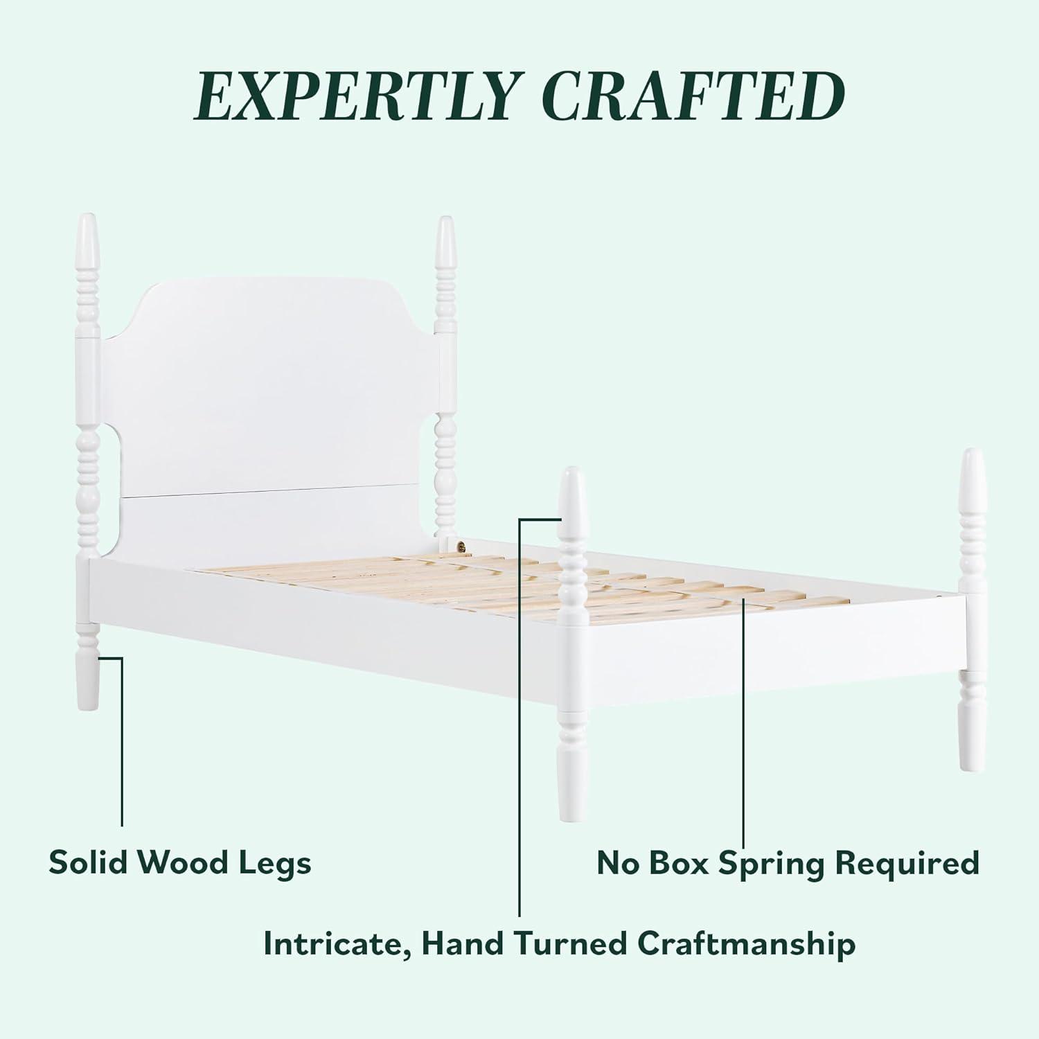 imageWalker Edison EZ Assembly Traditional Wood Spindle Post Bed No Box Spring Bed Frame Modern Farmhouse Bed King Size Dark BrownWhite