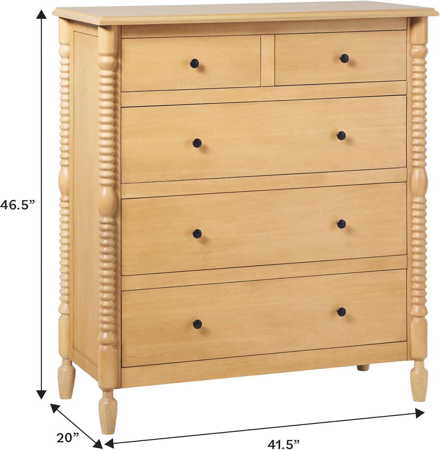imageWalker Edison EZ Assembly Vivienne Wood 5Drawer Dresser Quick Assembly Furniture 5Drawer Chest of Drawers Spindle Dresser 20 Inch Natural