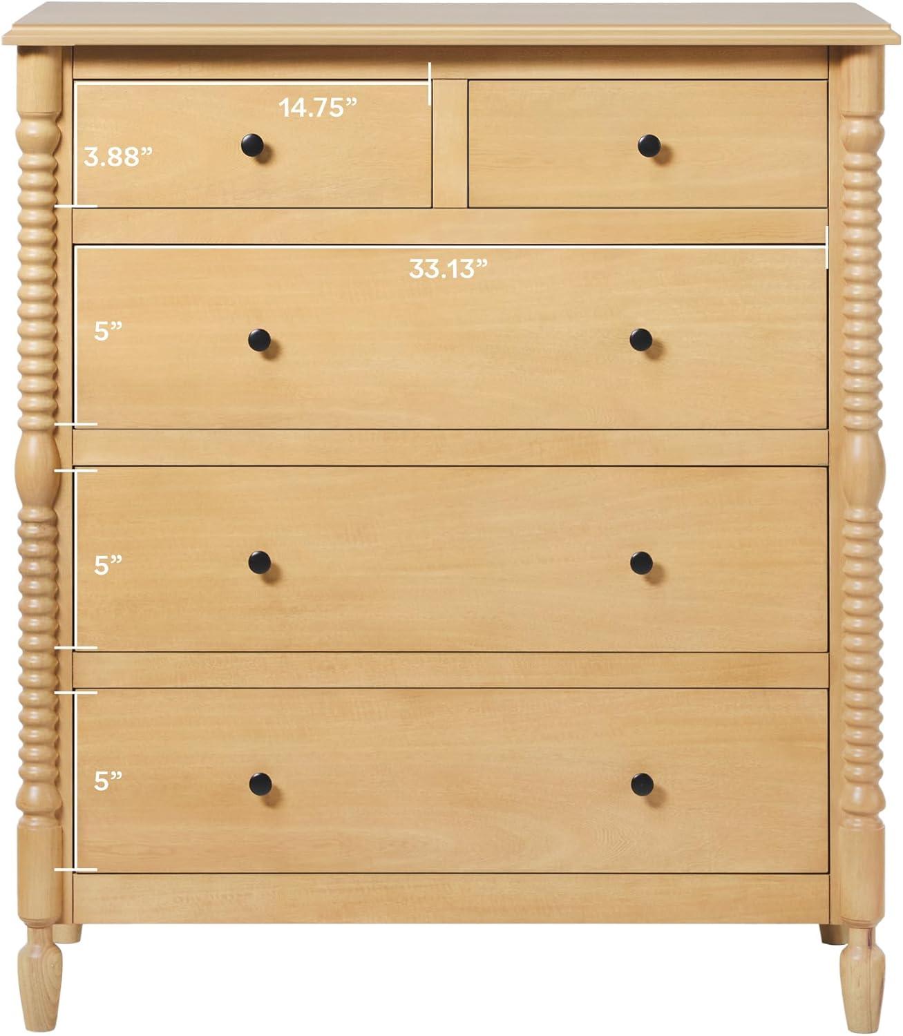 imageWalker Edison EZ Assembly Vivienne Wood 5Drawer Dresser Quick Assembly Furniture 5Drawer Chest of Drawers Spindle Dresser 20 Inch Natural