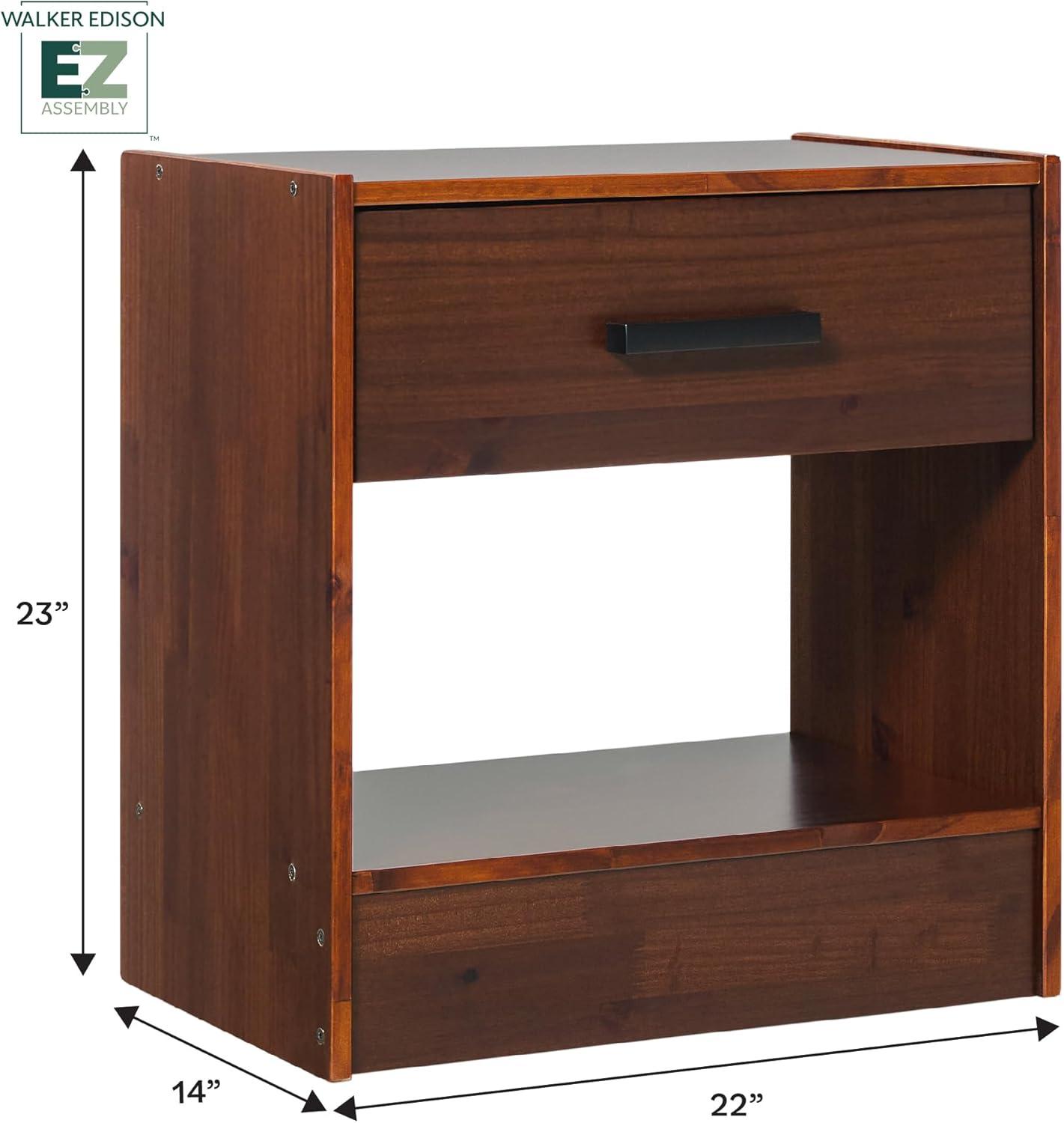 imageWalker Edison Easy Assembly Solid Wood 1Drawer Nightstand with Handle CaramelWalnut