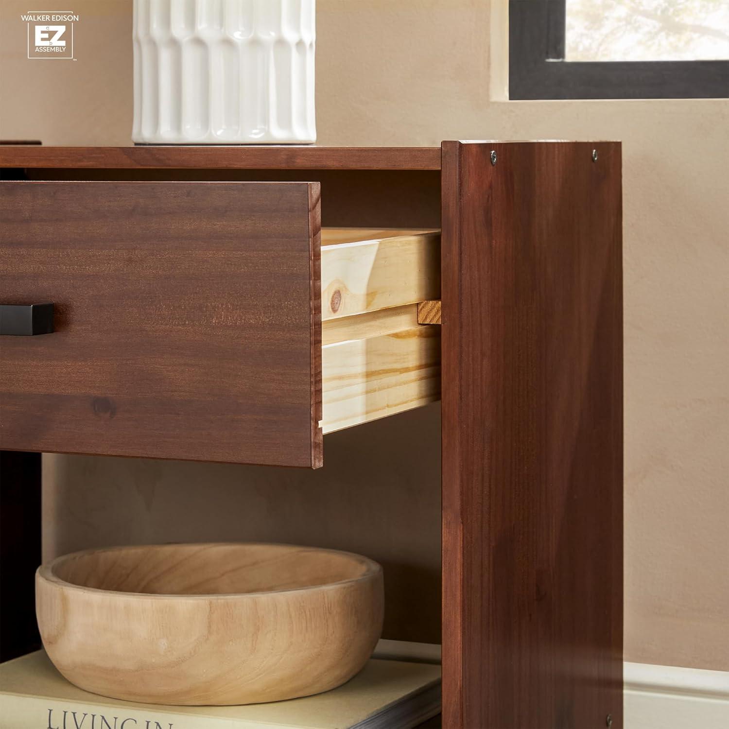 imageWalker Edison Easy Assembly Solid Wood 1Drawer Nightstand with Handle CaramelWalnut