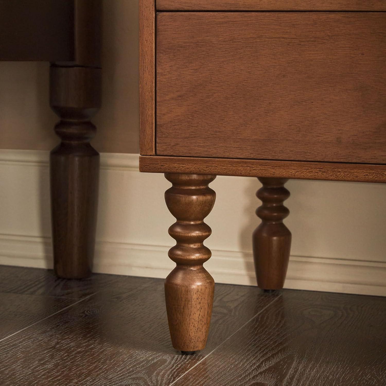 imageWalker Edison Easy Assembly Wood 1 Drawer Spindle Nightstand NaturalDark Brown