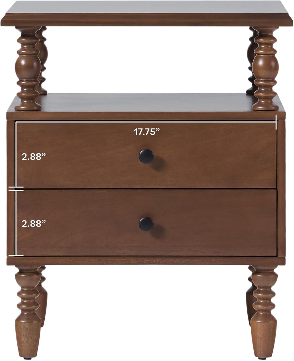 imageWalker Edison Easy Assembly Wood 1 Drawer Spindle Nightstand NaturalDark Brown