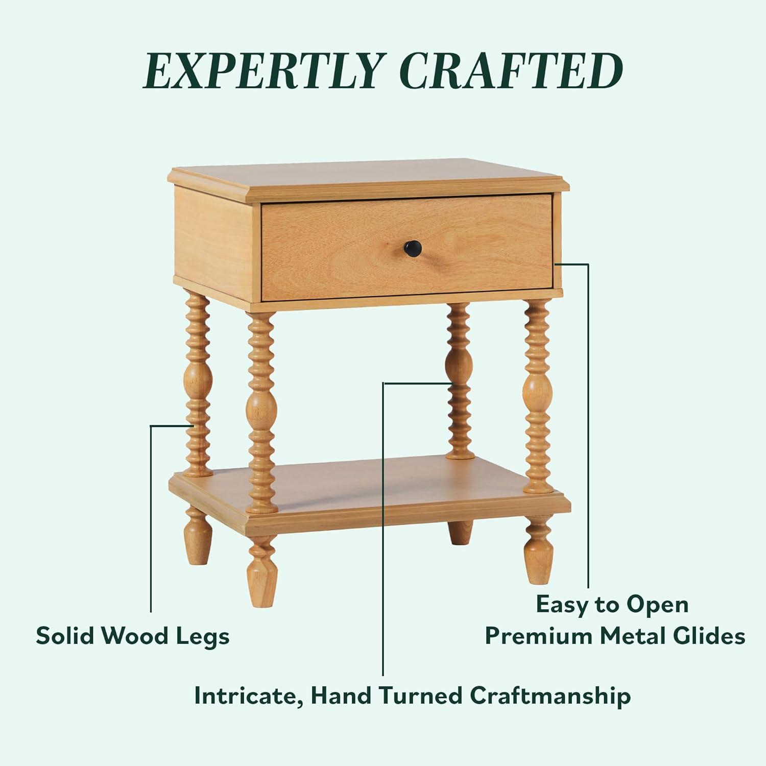 imageWalker Edison Easy Assembly Wood 1 Drawer Spindle Nightstand NaturalNatural