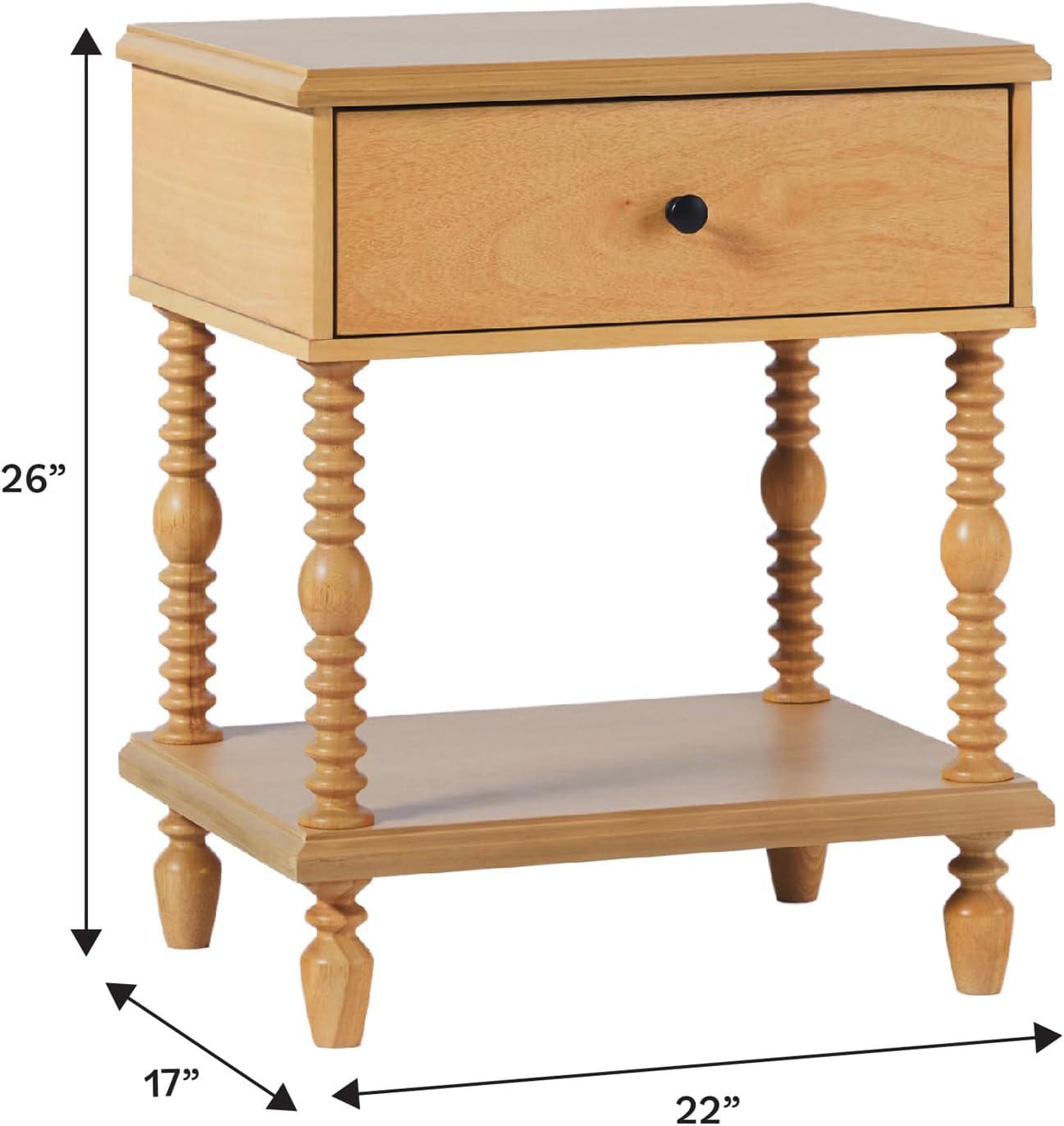 imageWalker Edison Easy Assembly Wood 1 Drawer Spindle Nightstand NaturalNatural