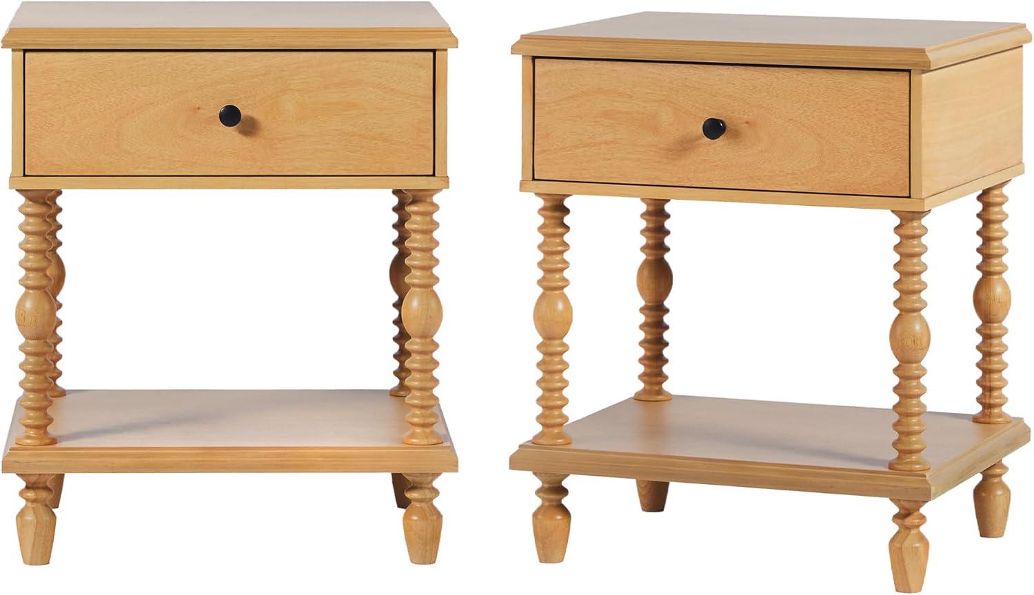 imageWalker Edison Easy Assembly Wood 1 Drawer Spindle Nightstand NaturalNatural