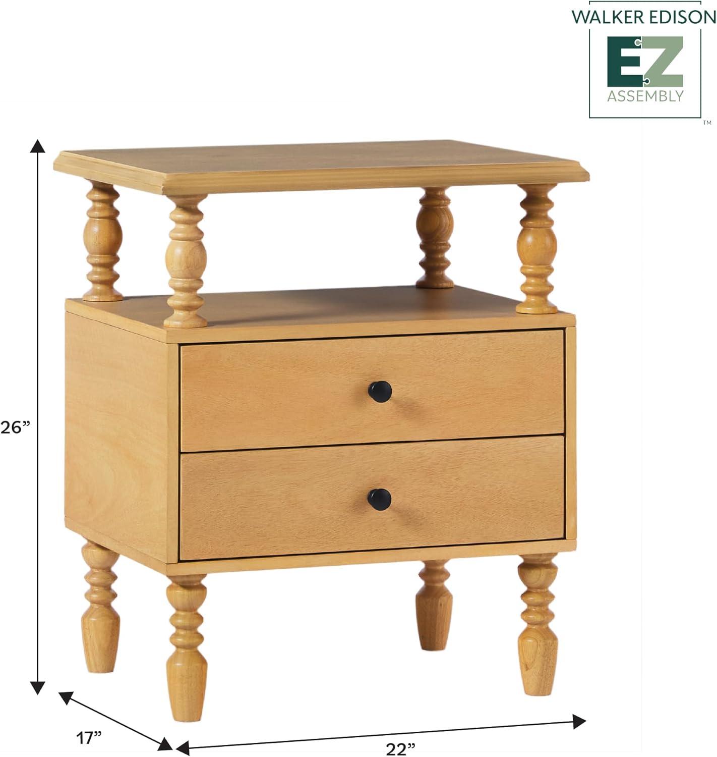 imageWalker Edison Easy Assembly Wood 1 Drawer Spindle Nightstand NaturalNatural