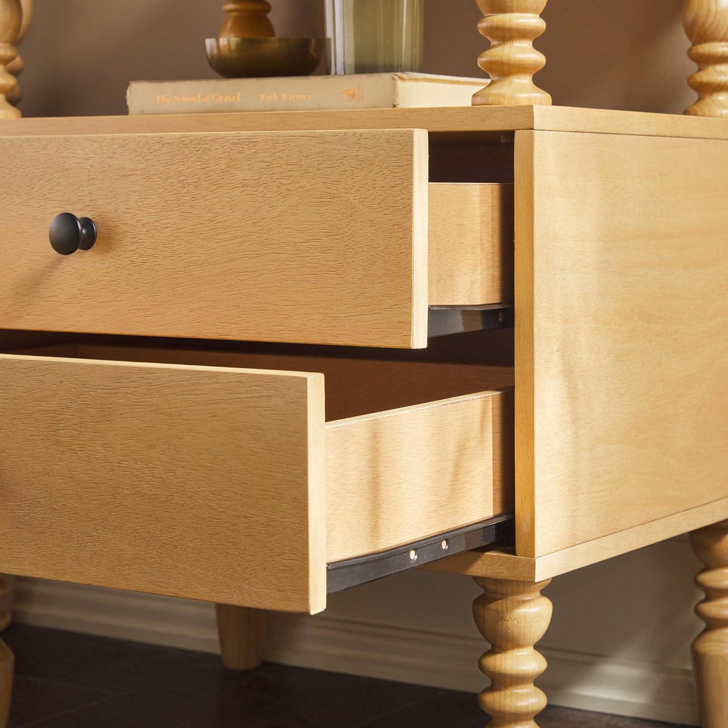 imageWalker Edison Easy Assembly Wood 1 Drawer Spindle Nightstand NaturalNatural