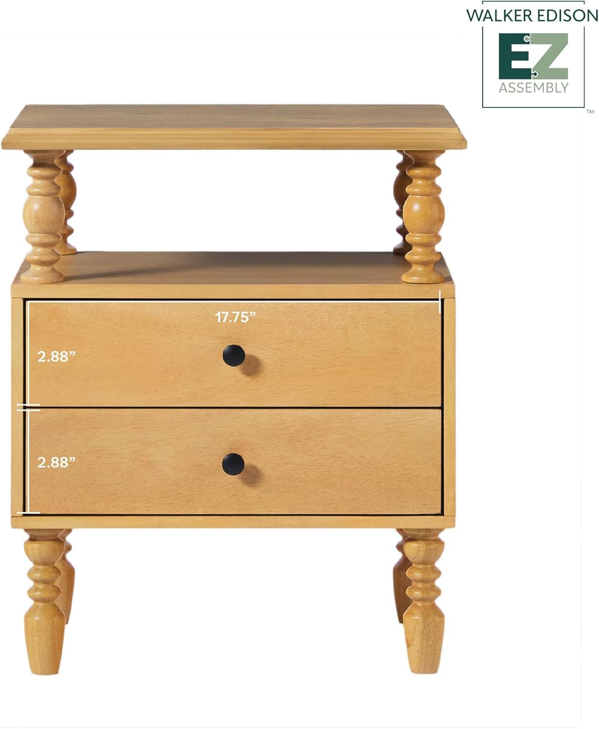 imageWalker Edison Easy Assembly Wood 1 Drawer Spindle Nightstand NaturalNatural