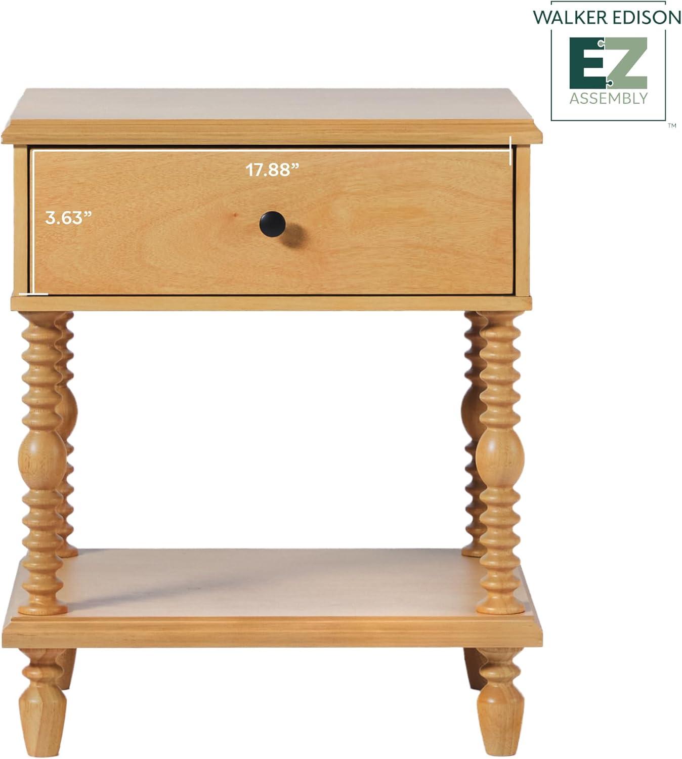 imageWalker Edison Easy Assembly Wood 1 Drawer Spindle Nightstand NaturalNatural
