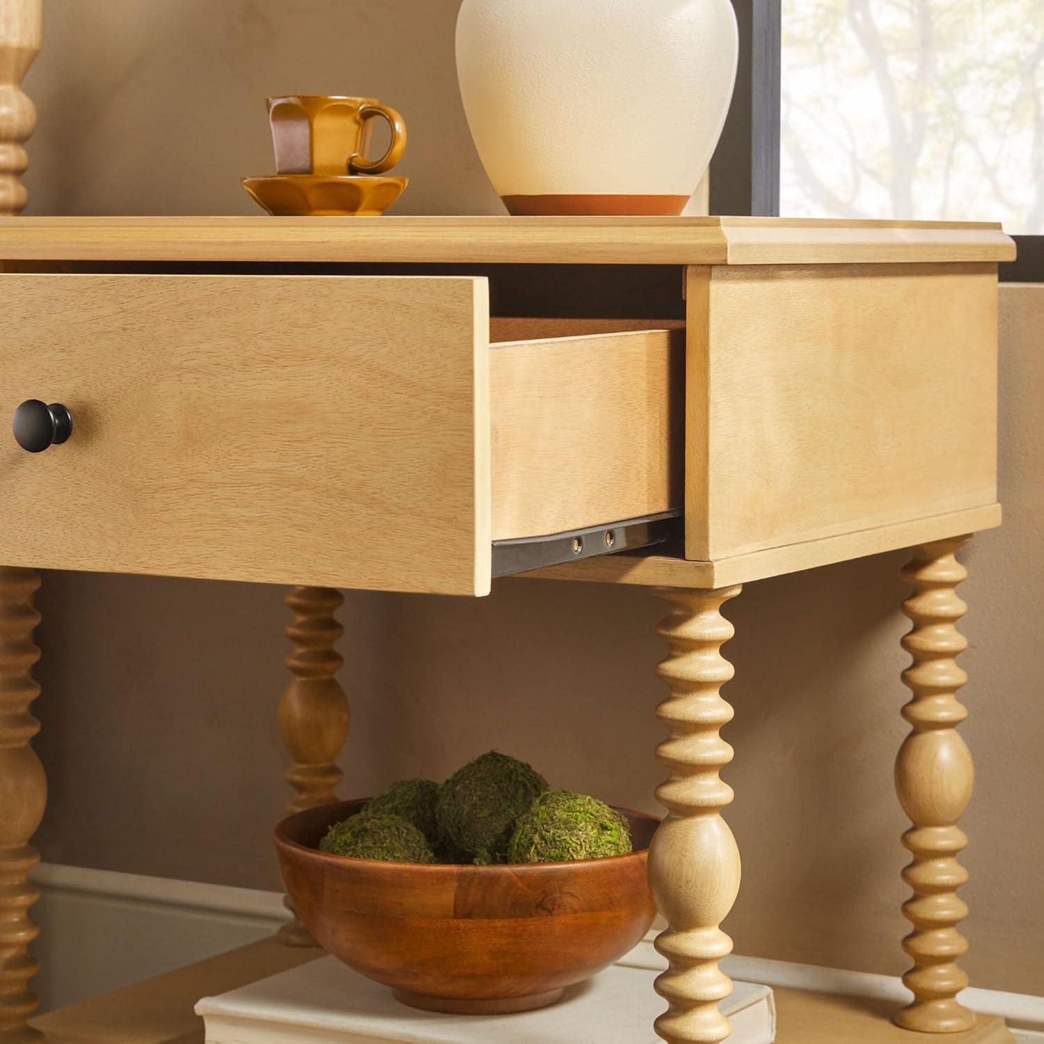 imageWalker Edison Easy Assembly Wood 1 Drawer Spindle Nightstand NaturalNatural