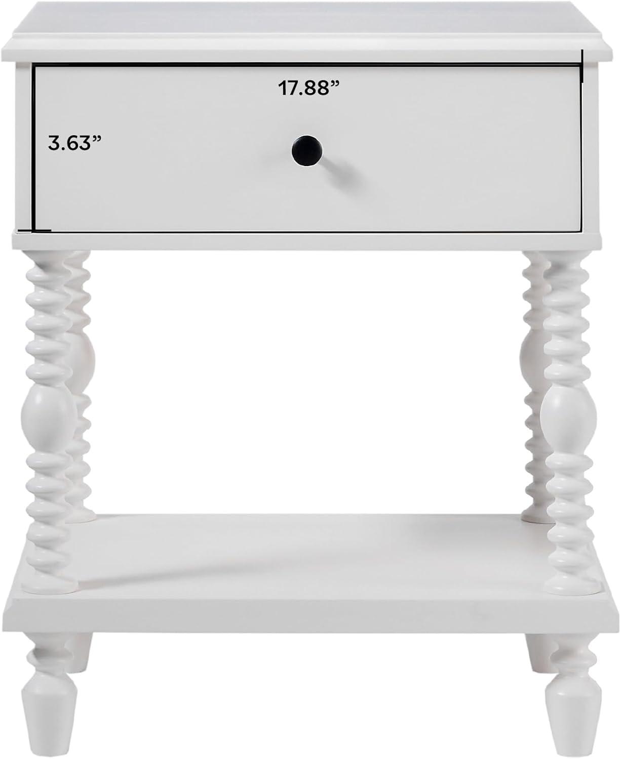 imageWalker Edison Easy Assembly Wood 1 Drawer Spindle Nightstand NaturalWhite