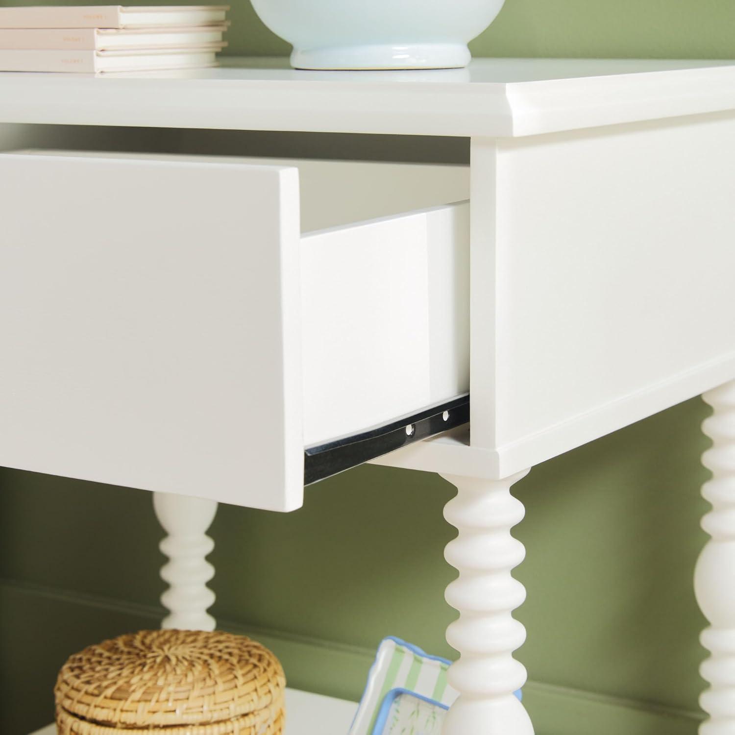 imageWalker Edison Easy Assembly Wood 1 Drawer Spindle Nightstand NaturalWhite