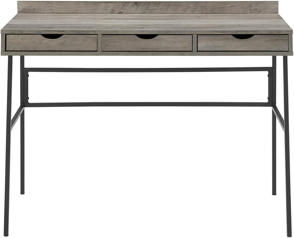 imageWalker Edison Eleanor 42 Inch Contemporary 3 Drawer Angled Writing Desk Grey WashGrey Wash