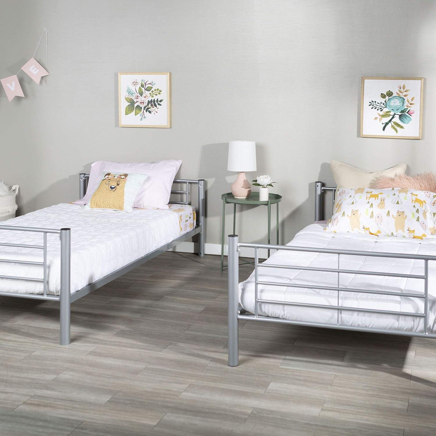 imageWalker Edison Elodie Urban Industrial Twin over Twin Metal Bunk Bed Twin over Twin BlackSilver