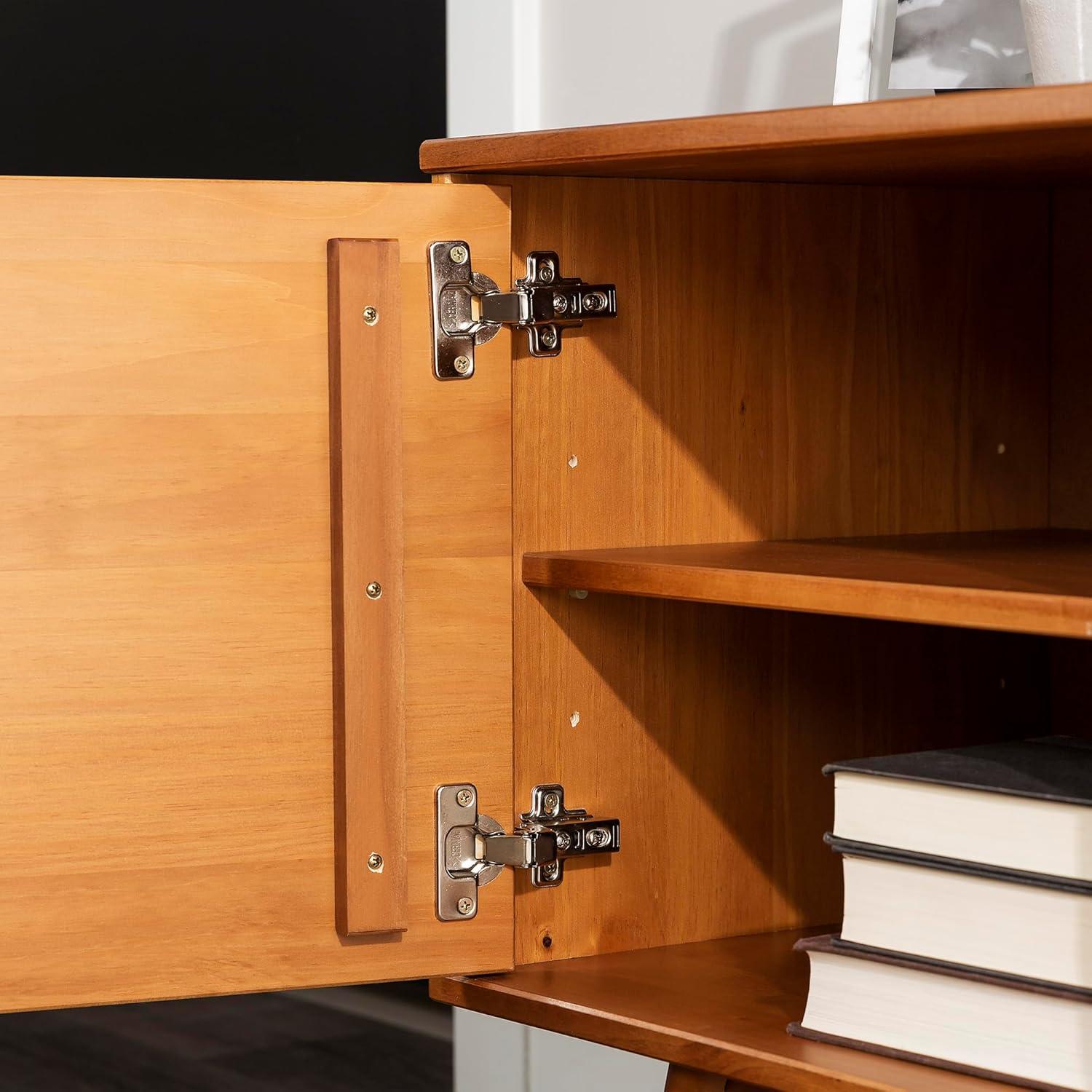 imageWalker Edison Emery Mid Century Modern Solid Wood TV Stand for TVs up to 80 Inches 70 Inch CaramelCaramel