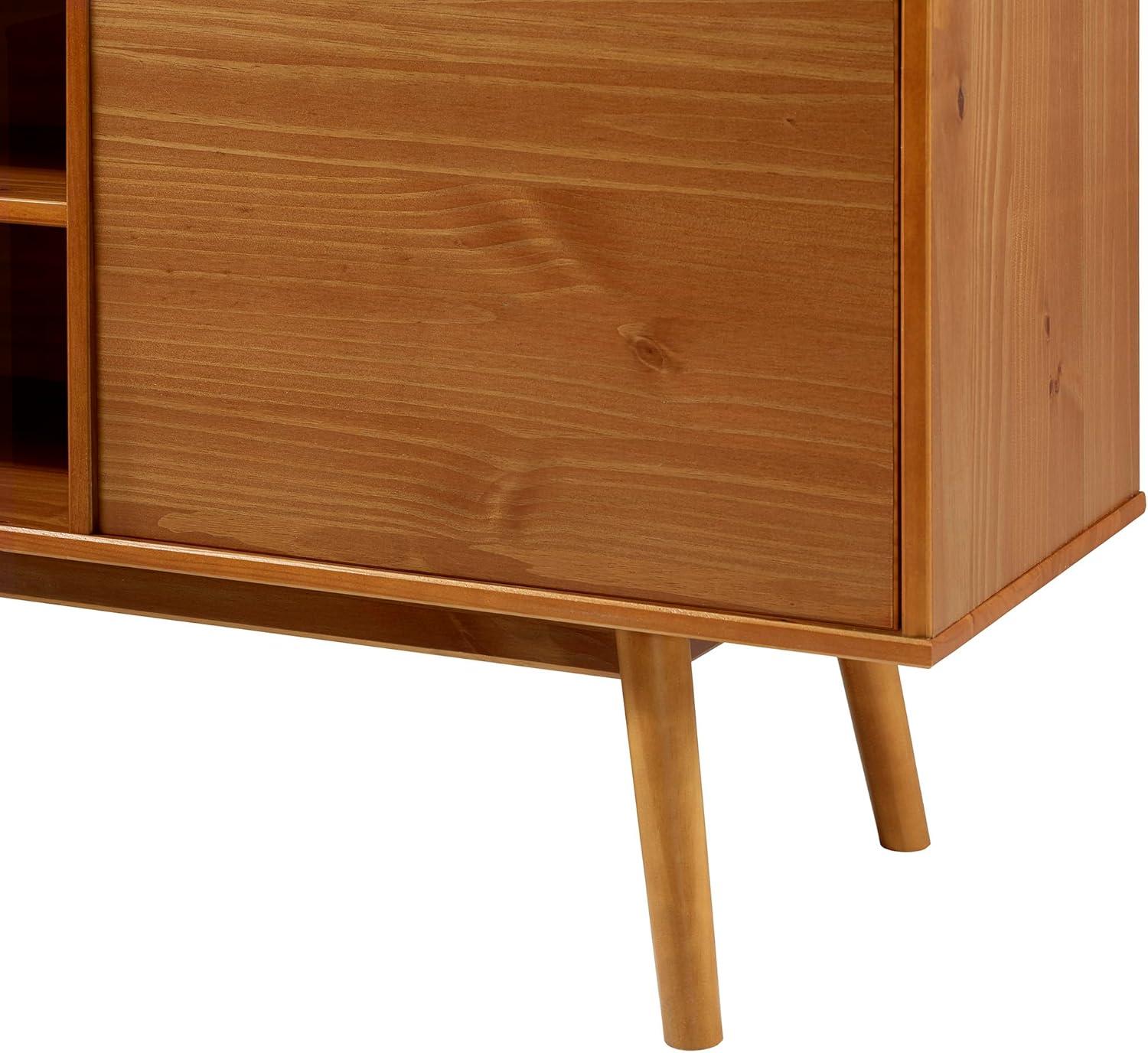 imageWalker Edison Emery Mid Century Modern Solid Wood TV Stand for TVs up to 80 Inches 70 Inch CaramelCaramel