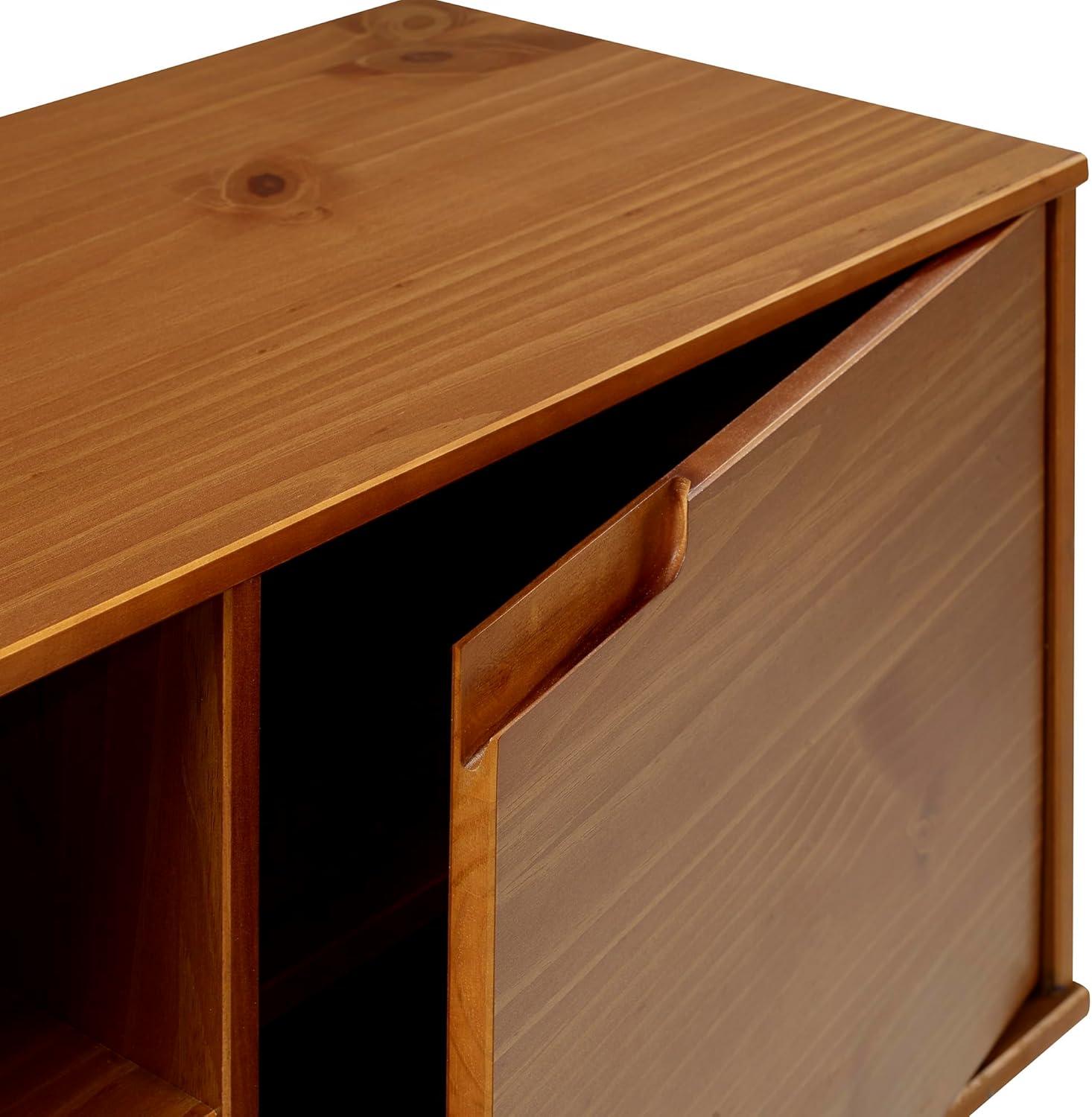 imageWalker Edison Emery Mid Century Modern Solid Wood TV Stand for TVs up to 80 Inches 70 Inch CaramelCaramel