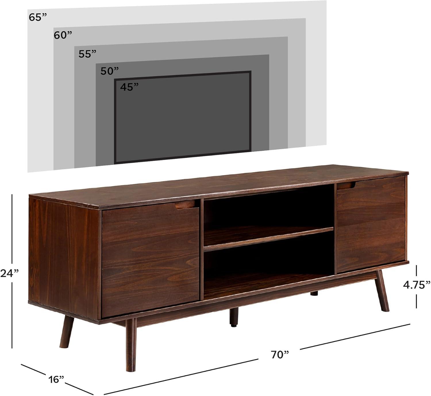 imageWalker Edison Emery Mid Century Modern Solid Wood TV Stand for TVs up to 80 Inches 70 Inch CaramelWalnut