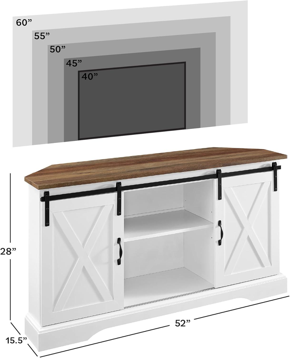 imageWalker Edison Everette Modern Farmhouse Double Sliding X Barn Door Stand for TVs up to 58 Inches 52 Inch Reclaimed Barnwood and Solid WhiteReclaimed Barnwood and Solid White