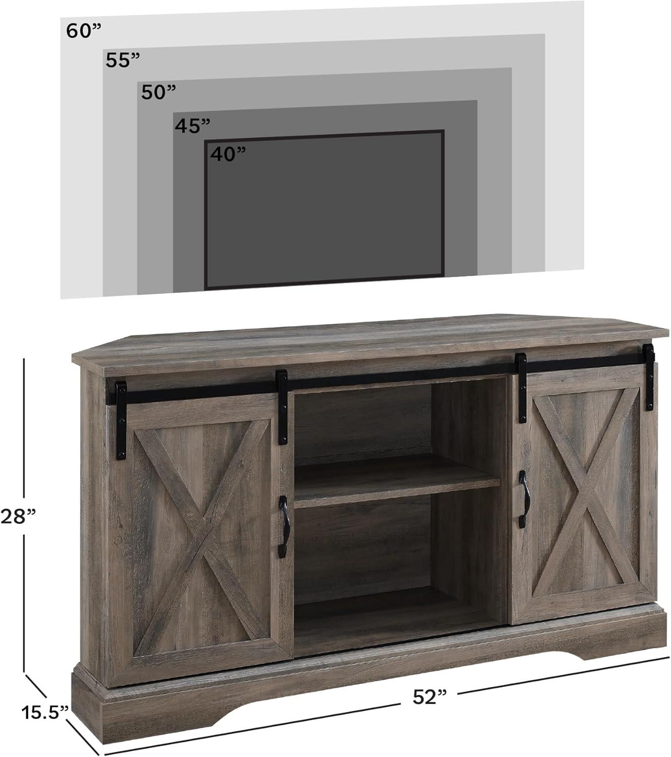 imageWalker Edison Everette Modern Farmhouse Double Sliding X Barn Door TV Stand for TVs up to 58 Inches 52 Inch Grey Wash