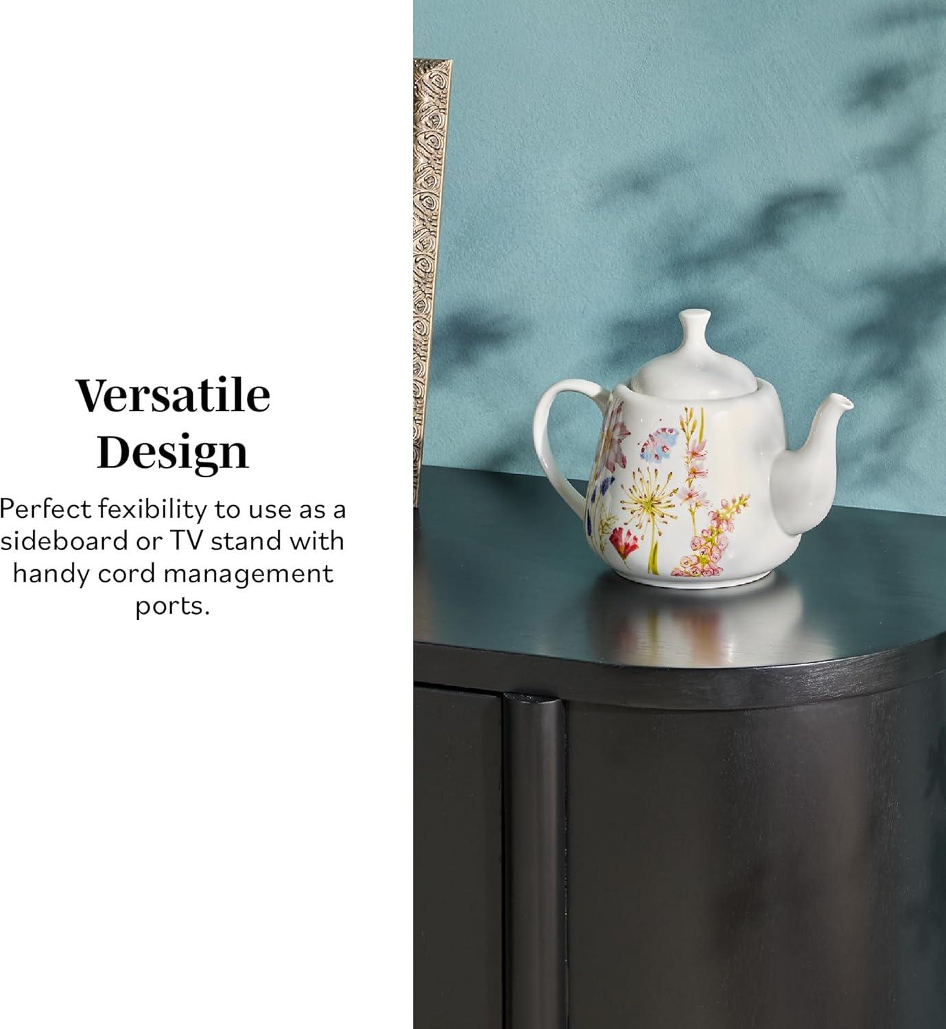 imageWalker Edison Ezra 70quot Curved Sideboard Cabinet NaturalBlack