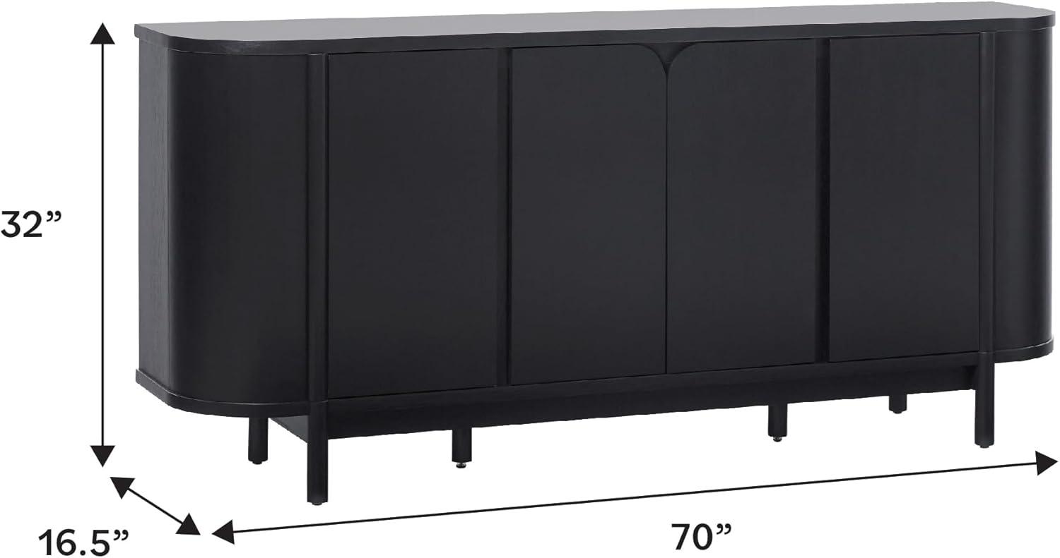 imageWalker Edison Ezra 70quot Curved Sideboard Cabinet NaturalBlack