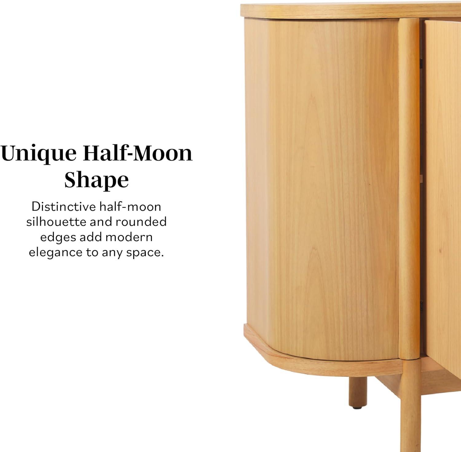 imageWalker Edison Ezra 70quot Curved Sideboard Cabinet NaturalNatural