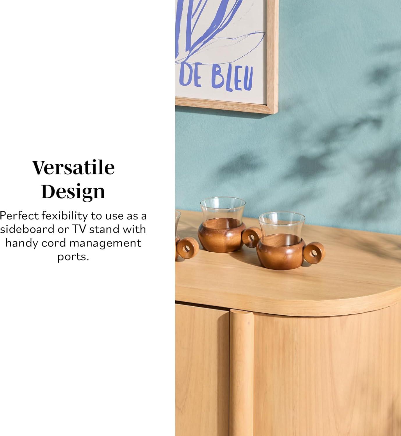 imageWalker Edison Ezra 70quot Curved Sideboard Cabinet NaturalNatural