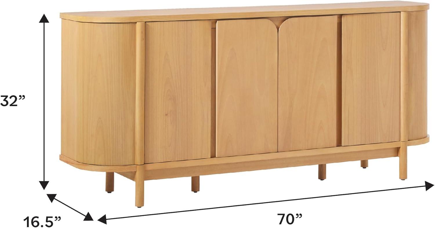 imageWalker Edison Ezra 70quot Curved Sideboard Cabinet NaturalNatural