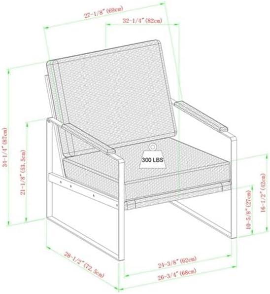 imageWalker Edison Ezra Contemporary Minimalist MetalArm Accent Chair 32 Inch Indigo BlueBlackIndigo Blue Black