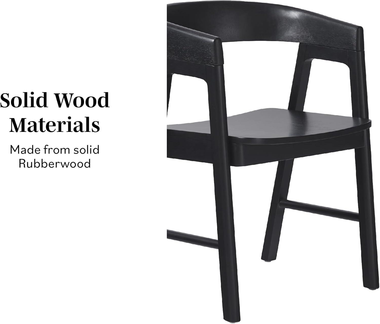 imageWalker Edison Ezra Modern Solid Wood Rounded Back Dining Chair Natural Set of 2Black