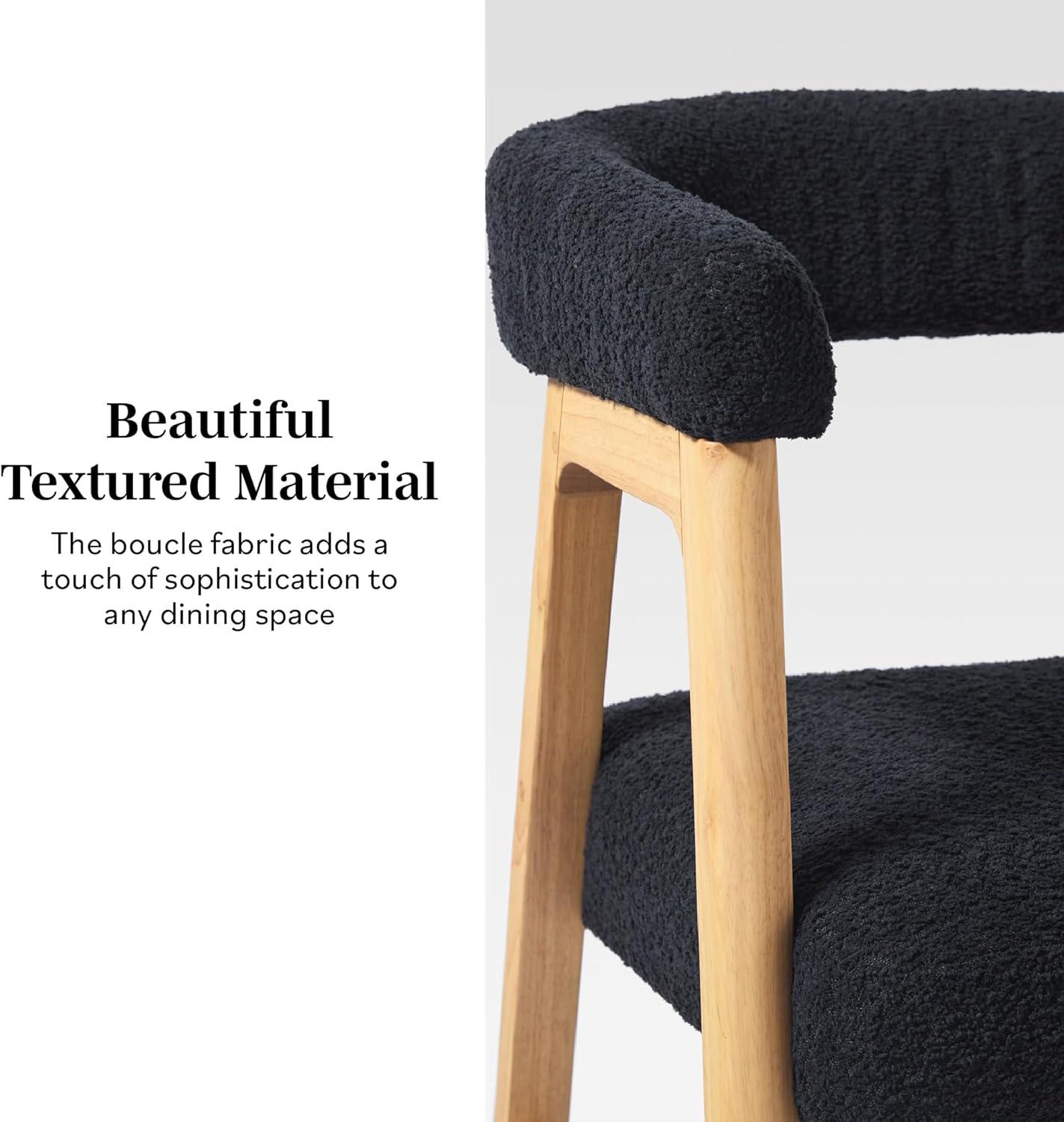 imageWalker Edison Ezra Modern Solid Wood Rounded Back Dining Chair Natural Set of 2Black