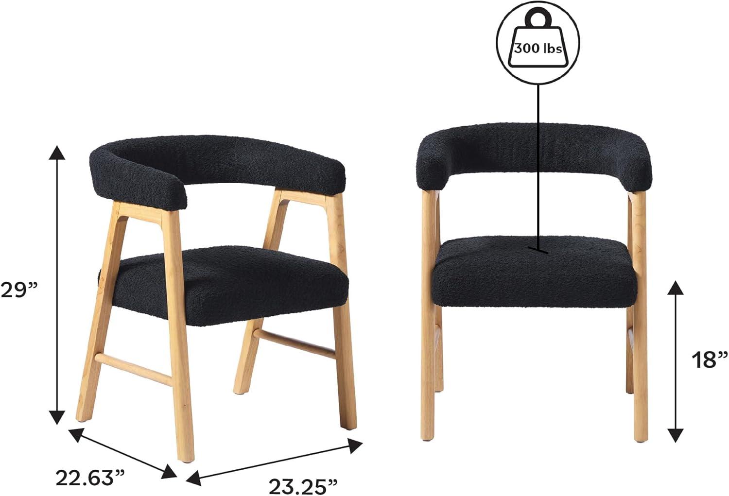 imageWalker Edison Ezra Modern Solid Wood Rounded Back Dining Chair Natural Set of 2Black