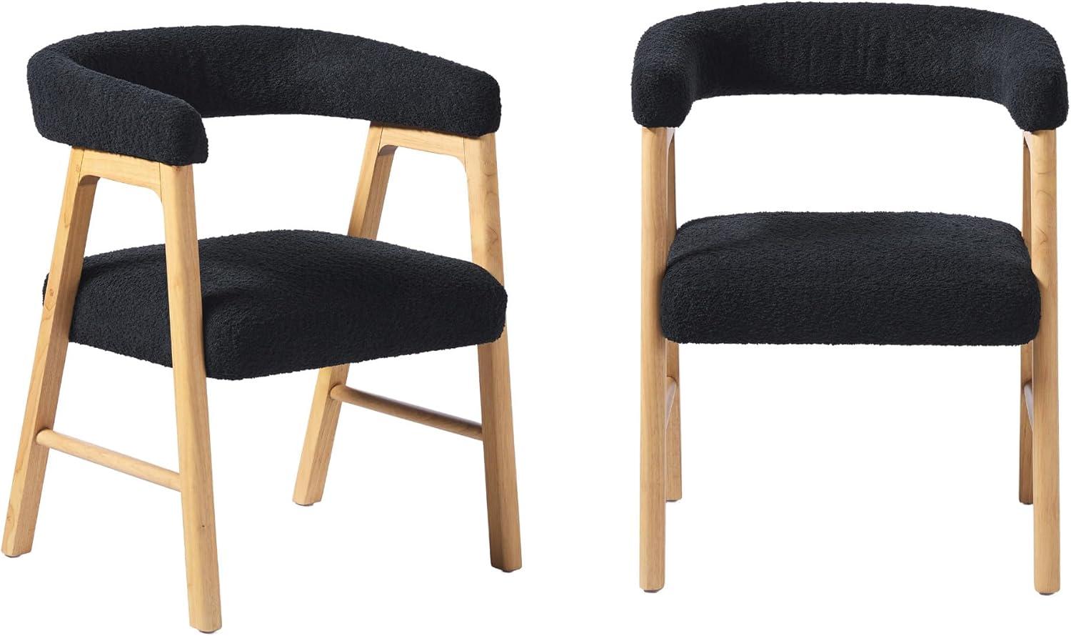 imageWalker Edison Ezra Modern Solid Wood Rounded Back Dining Chair Natural Set of 2Black