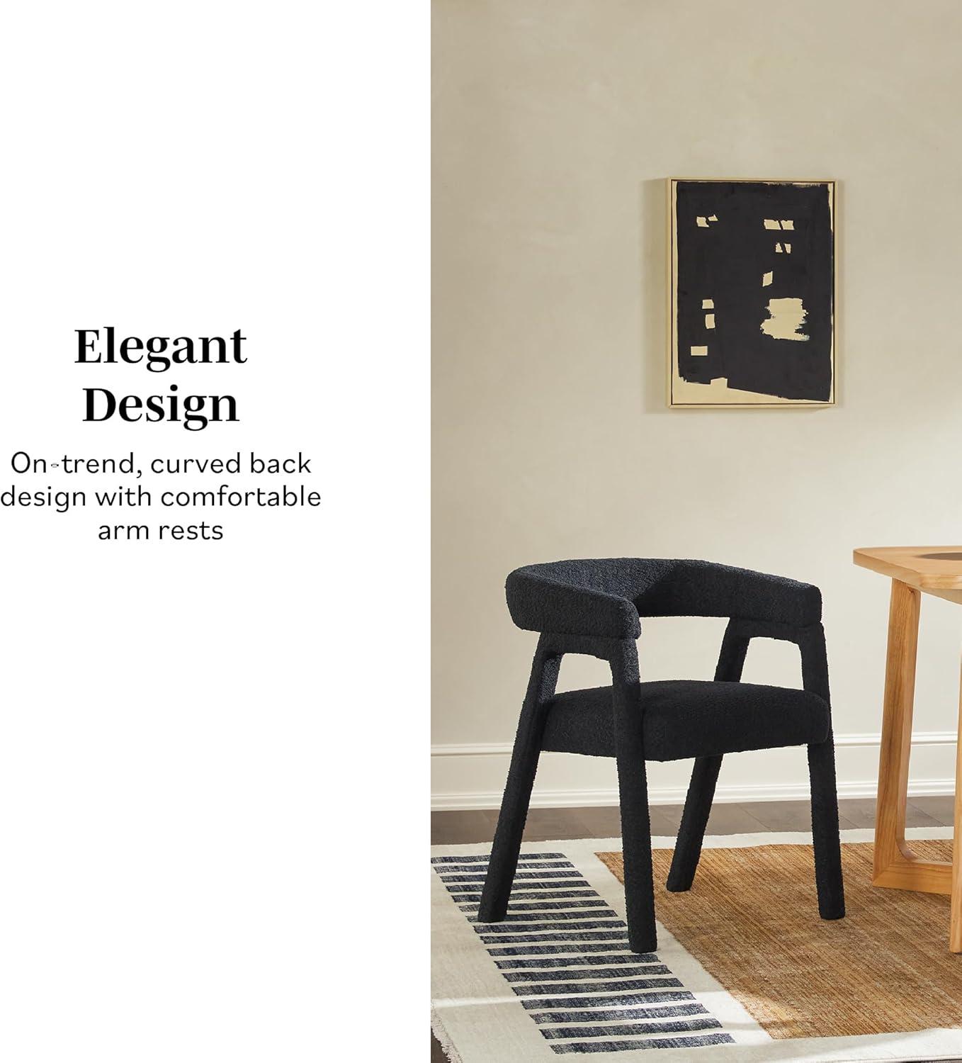 imageWalker Edison Ezra Modern Solid Wood Rounded Back Dining Chair Natural Set of 2Black