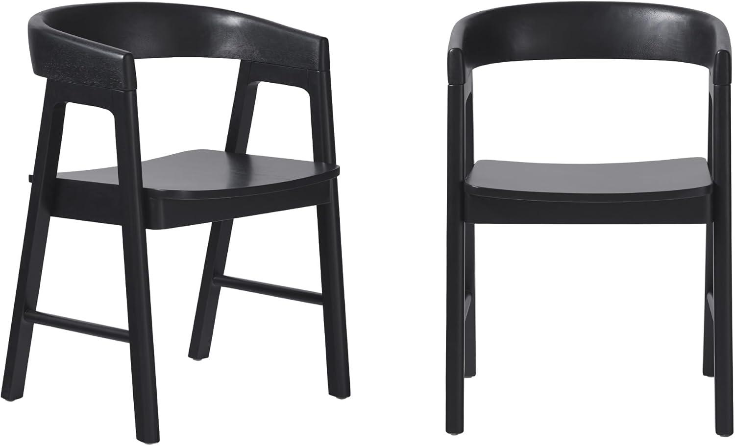 imageWalker Edison Ezra Modern Solid Wood Rounded Back Dining Chair Natural Set of 2Black